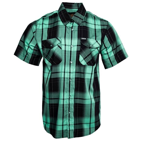 DIXXON Green and Black Plaid Casual Button Down Shirt - Picture 1 of 6
